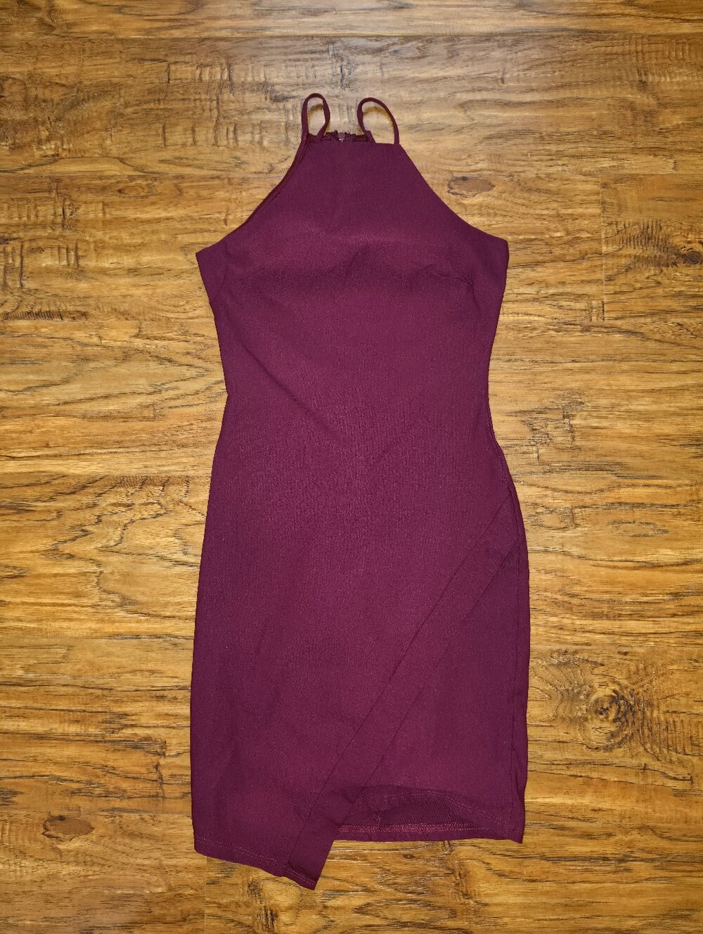 A'GACI Small Halter Neck Bodycon Dress in Deep Wine